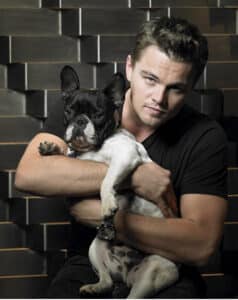Leonardo DiCaprio with French Bulldog puppy